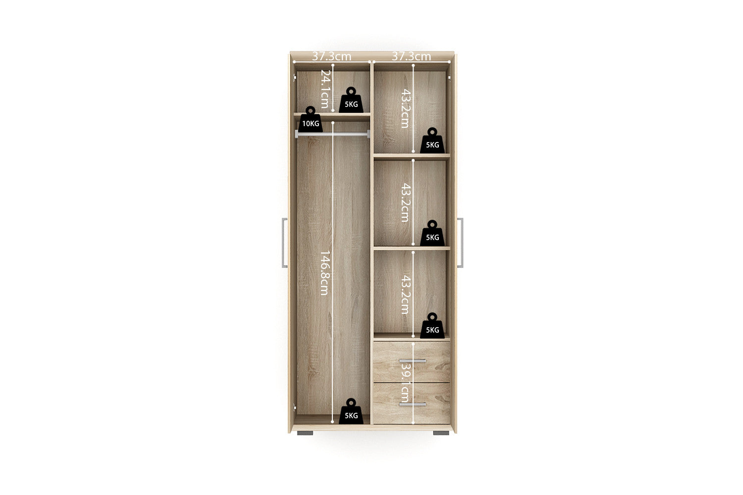Wardrobe 'Mike' 2 doors Sonoma