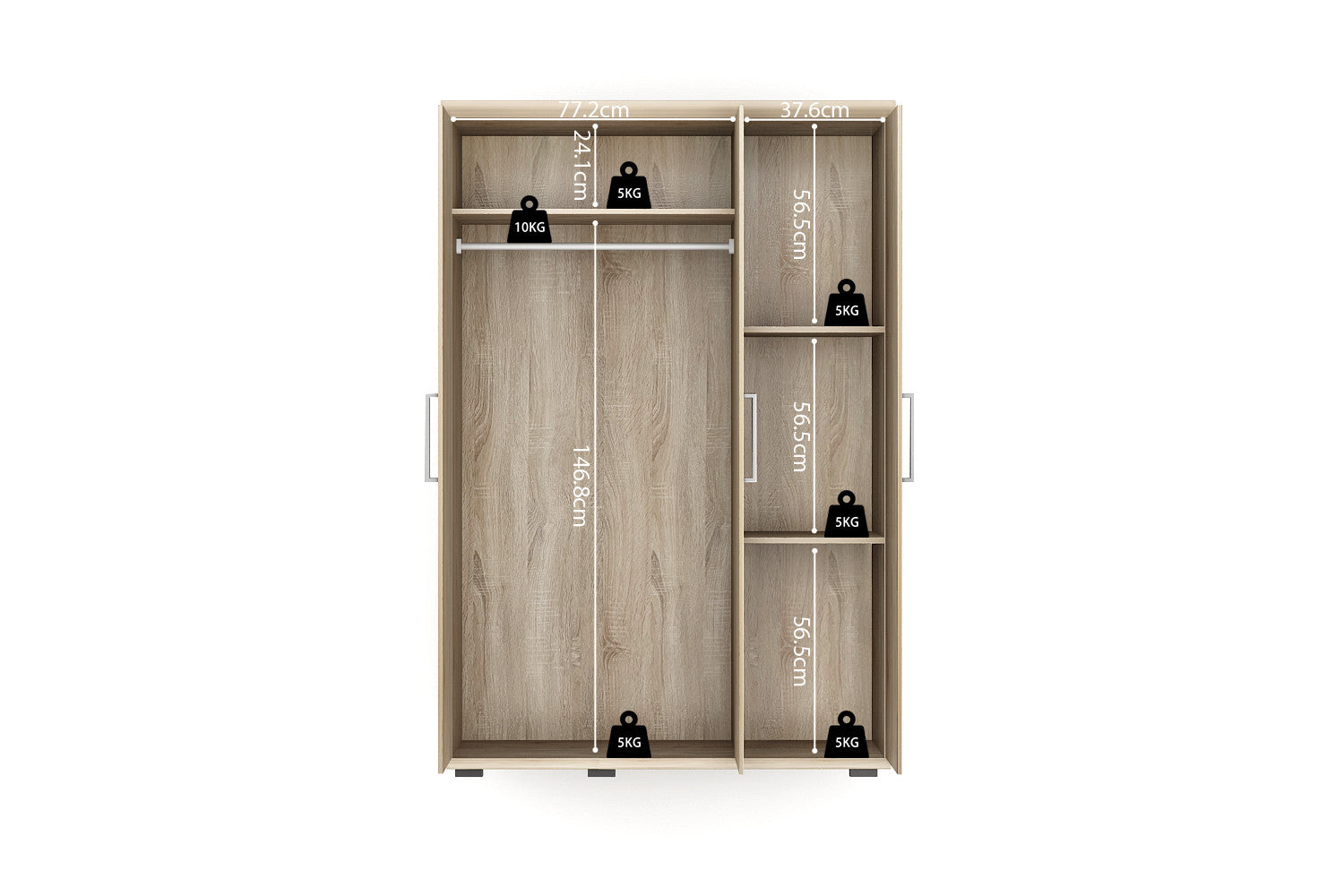 Wardrobe 'Mike' 3 doors Sonoma