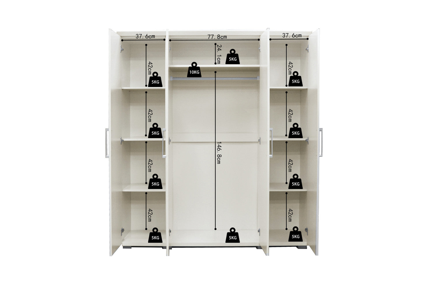 Wardrobe 'Mike' 4 doors White