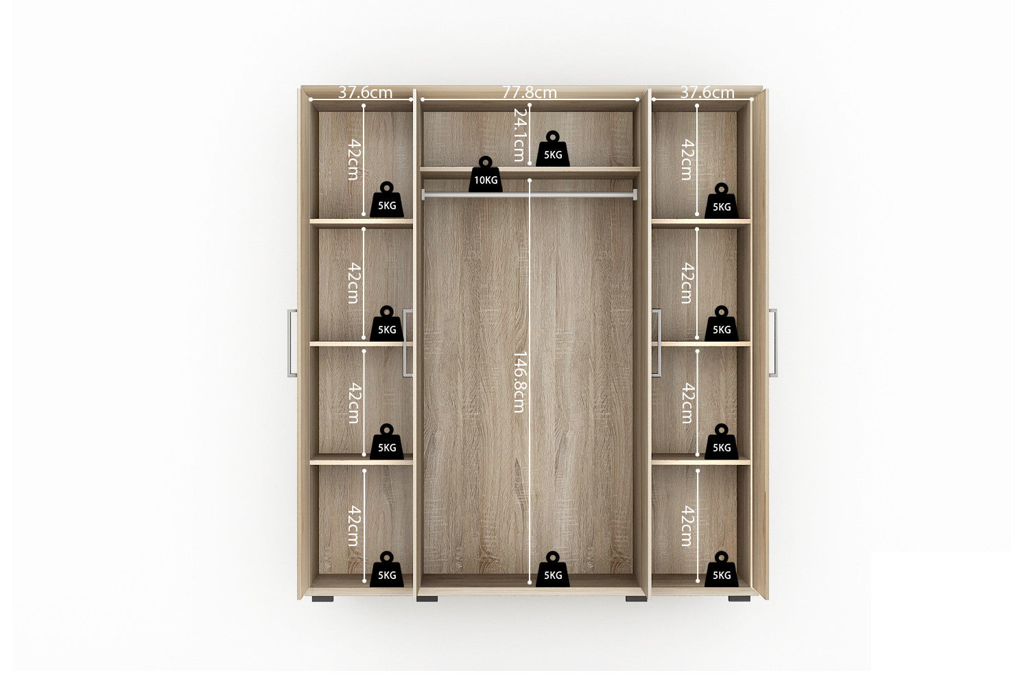 Wardrobe 'Mike' 4 doors Sonoma