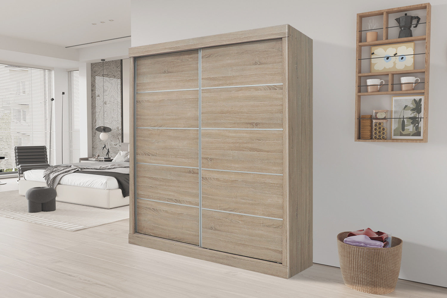 Wardrobe 'Mike' 2 sliding doors Sonoma