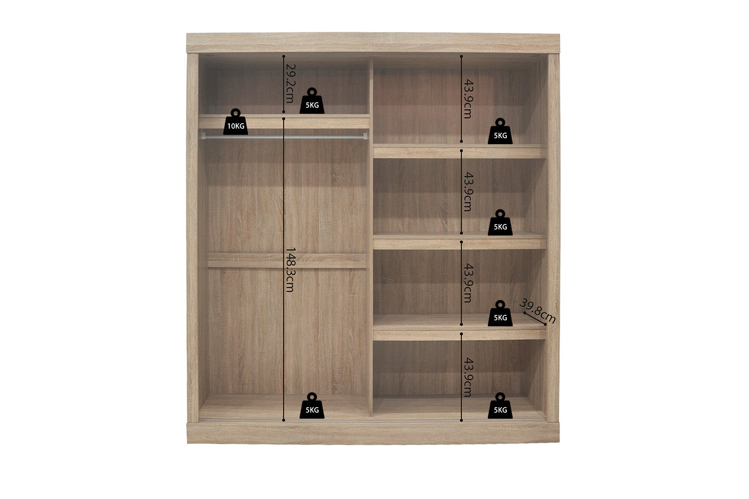 Wardrobe 'Mike' 2 sliding doors Sonoma