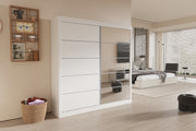 Wardrobe 'Mike' 2 sliding doors, 1 mirrored door White