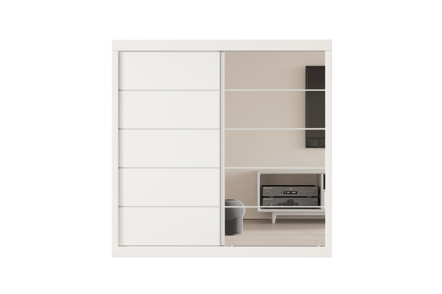 Wardrobe 'Mike' 2 sliding doors, 1 mirrored door White