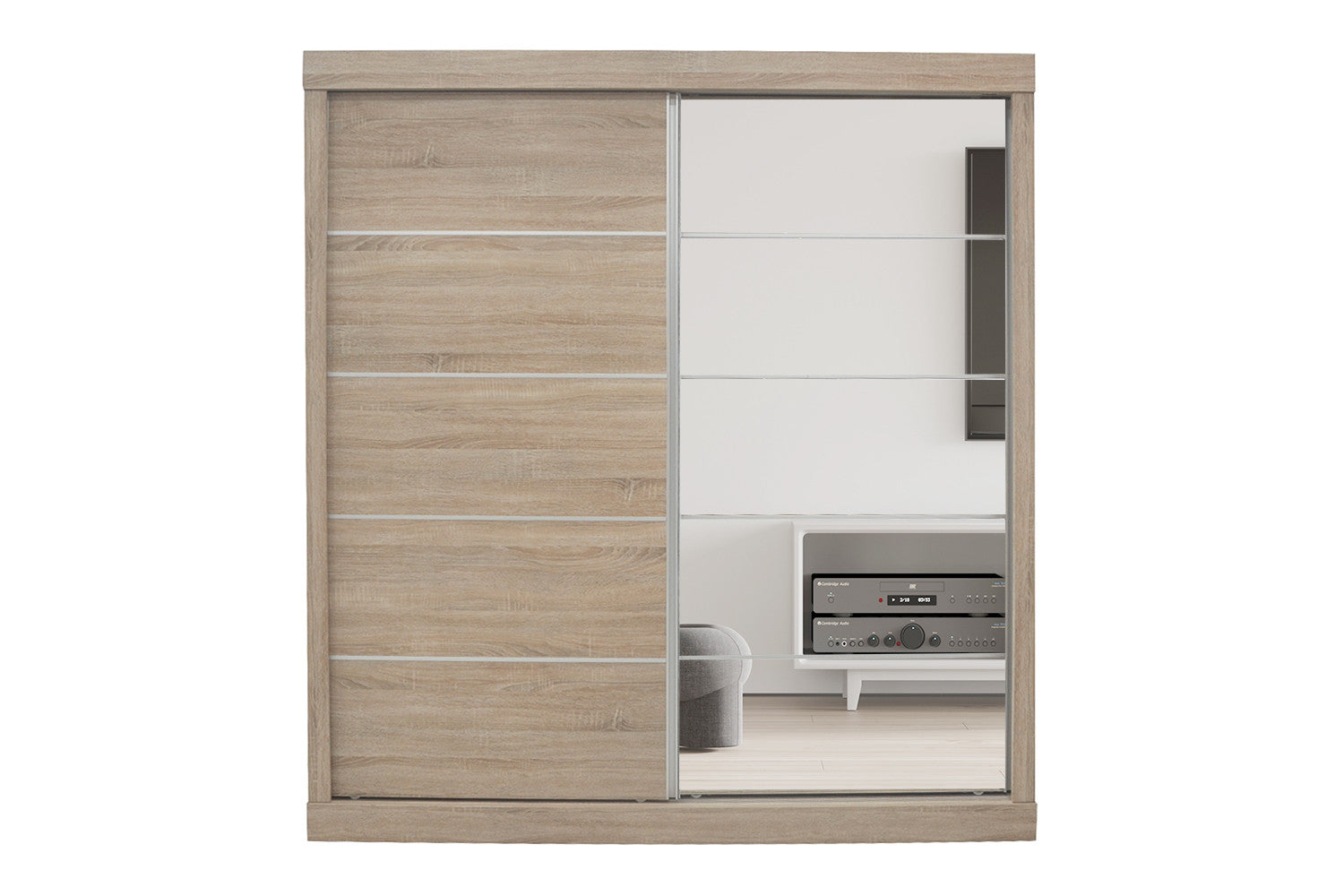 Wardrobe 'Mike' 2 sliding doors, 1 mirrored door Sonoma
