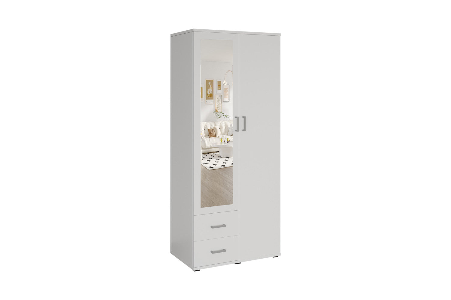 Wardrobe 'Marc' 2 doors with mirror White