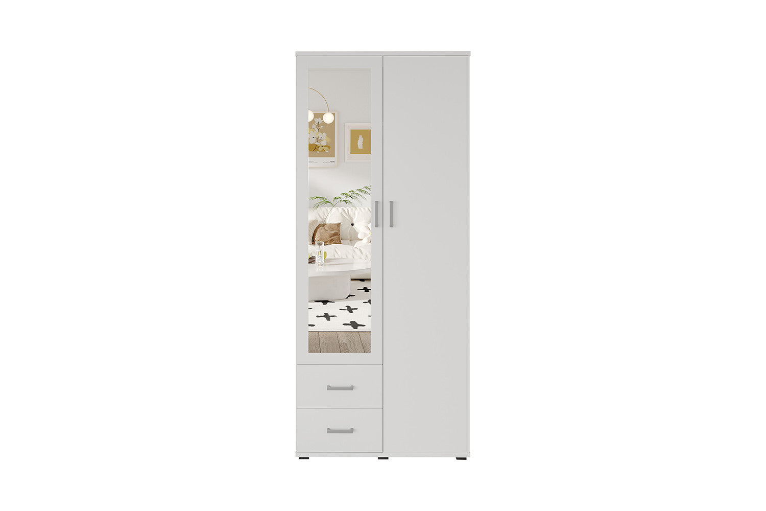 Wardrobe 'Marc' 2 doors with mirror White