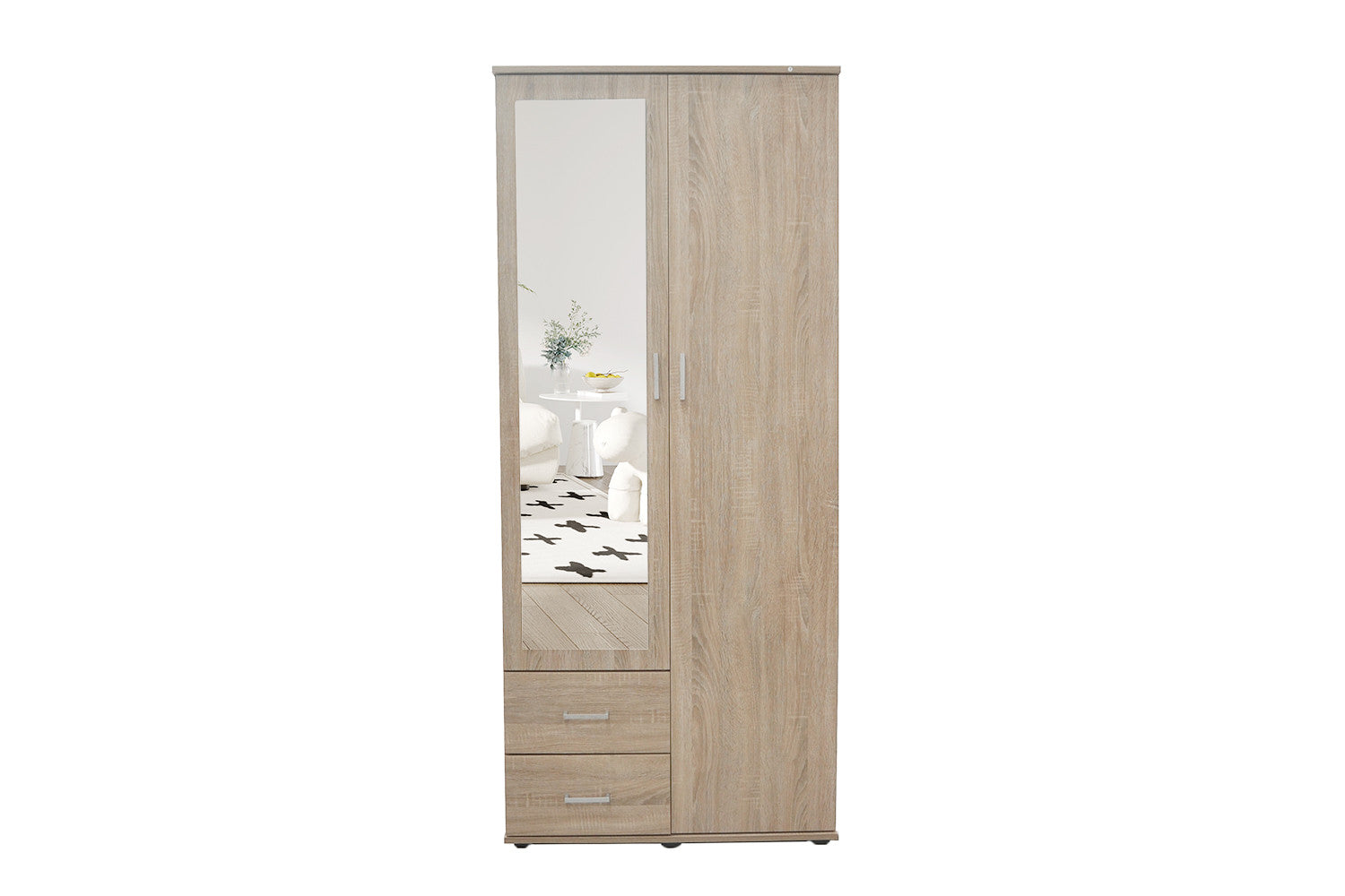Wardrobe 'Marc' 2 doors with mirror Sonoma