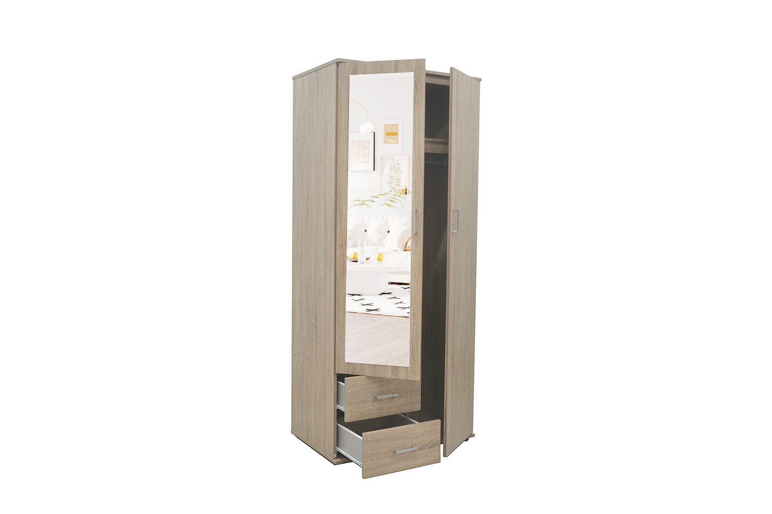 Wardrobe 'Marc' 2 doors with mirror Sonoma