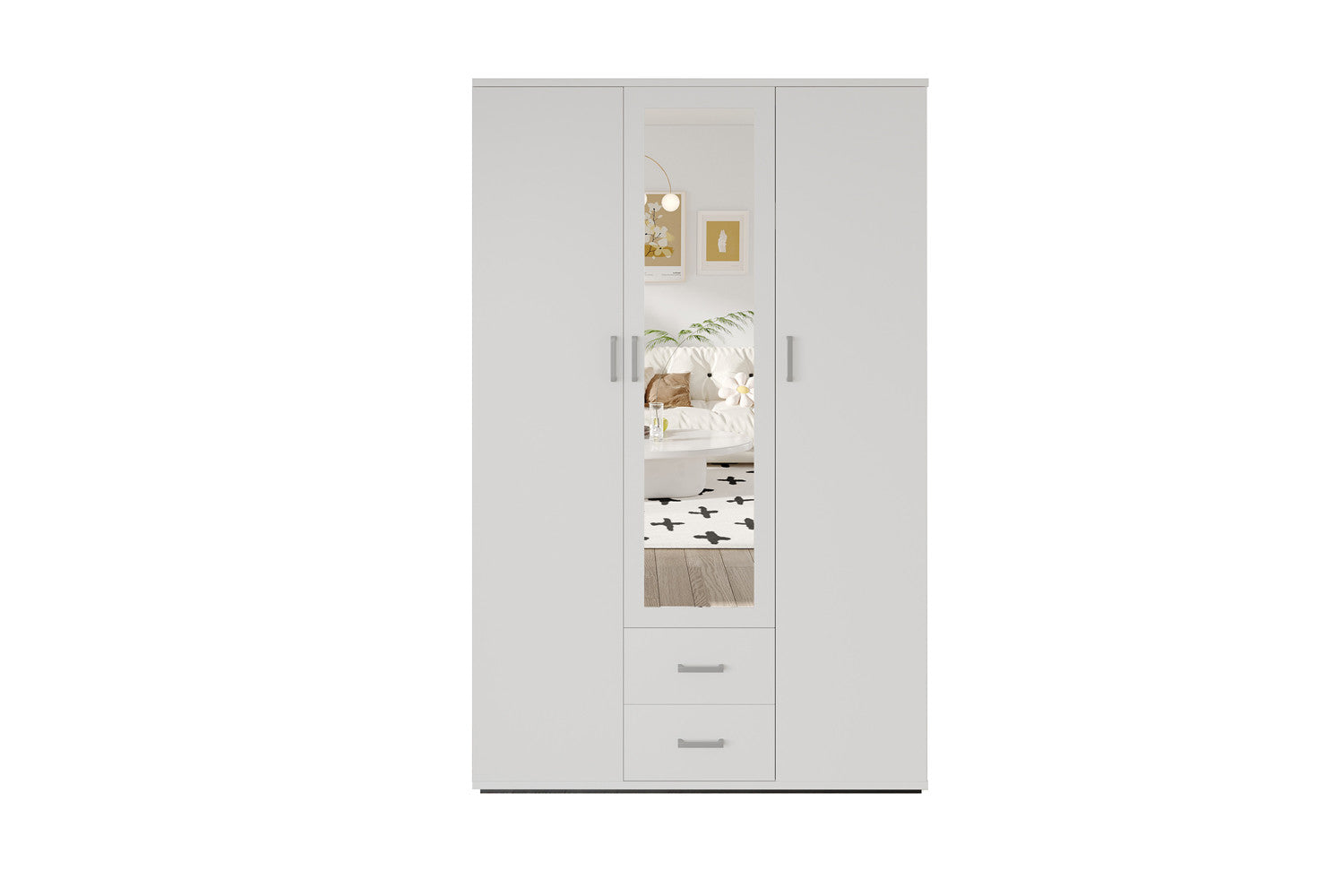 Wardrobe 'Marc' 3 doors with mirror White