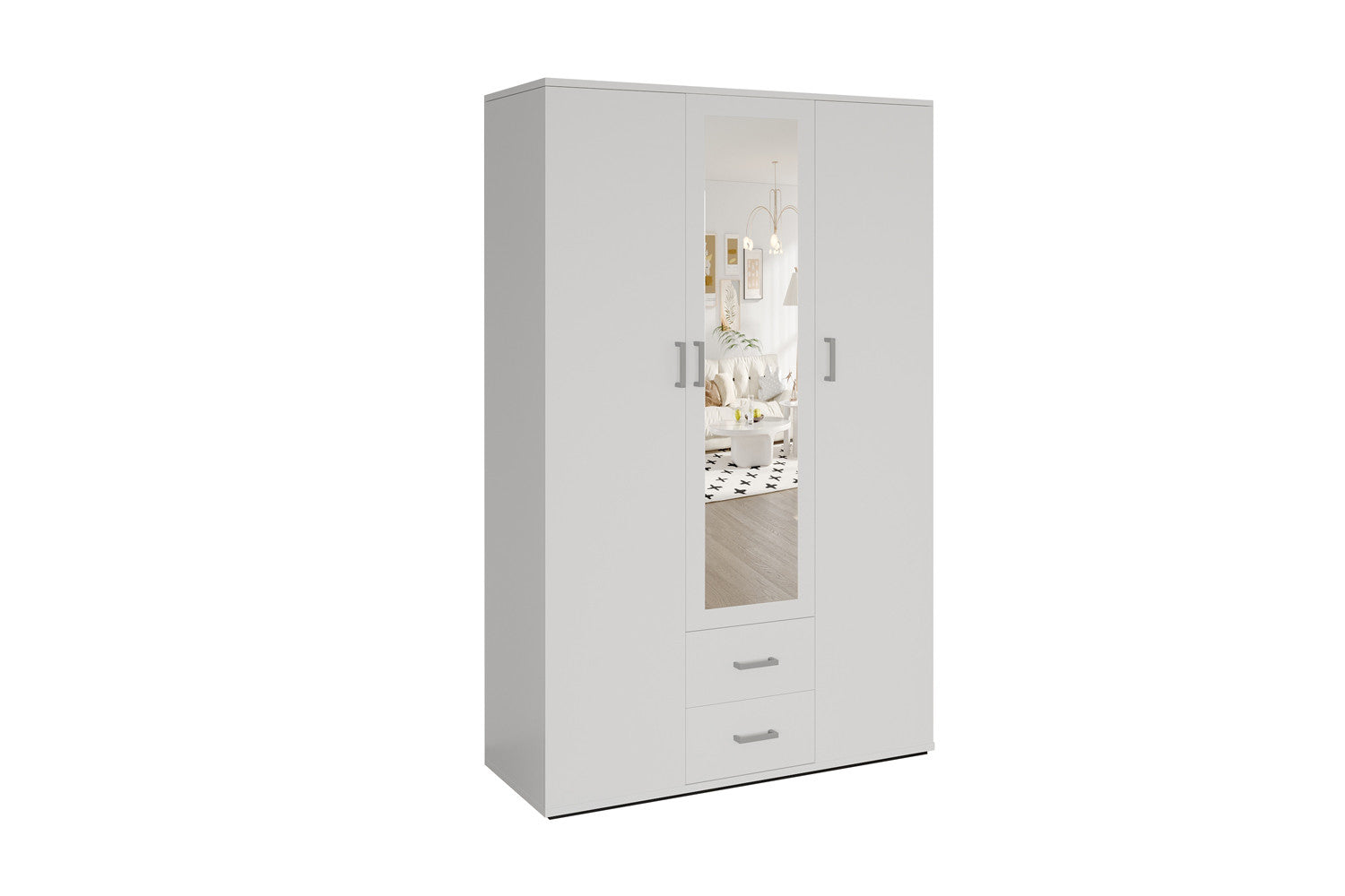 Wardrobe 'Marc' 3 doors with mirror White