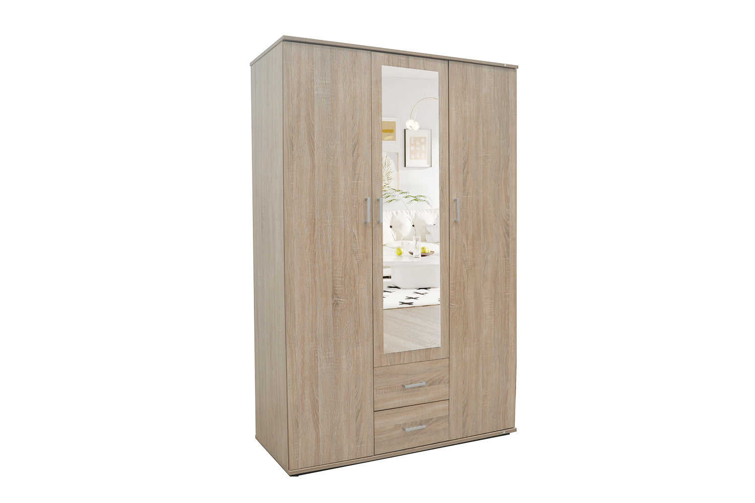 Wardrobe 'Marc' 3 doors with mirror Sonoma