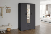 Wardrobe 'Marc' 3 doors with mirror Dark gray
