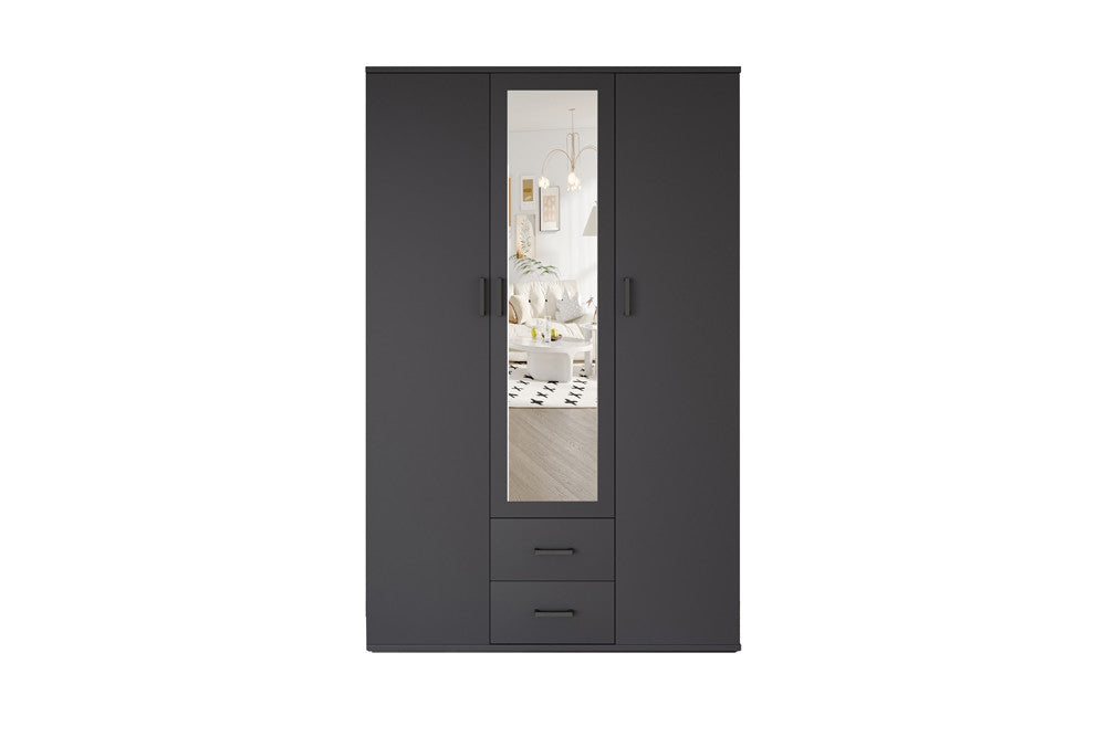 Wardrobe 'Marc' 3 doors with mirror Dark gray
