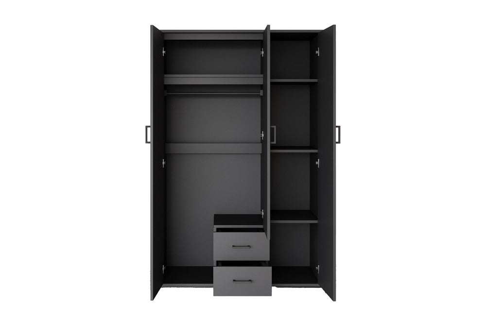 Wardrobe 'Marc' 3 doors with mirror Dark gray