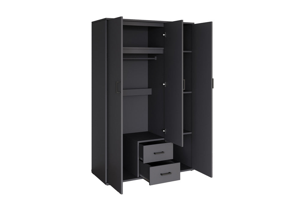 Wardrobe 'Marc' 3 doors with mirror Dark gray