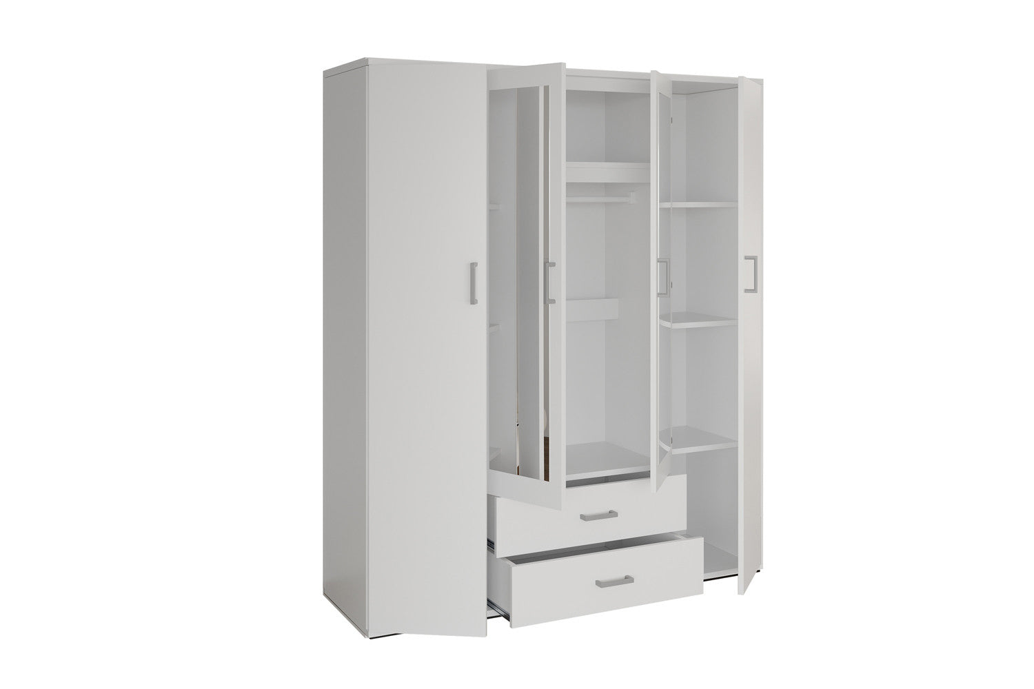 Wardrobe 'Marc' 4 doors with 2 mirrors White