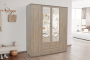 Wardrobe 'Marc' 4 doors with 2 mirrors Sonoma