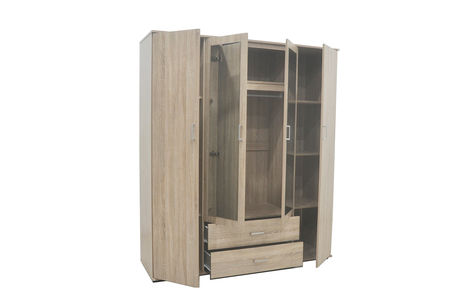 Wardrobe 'Marc' 4 doors with 2 mirrors Sonoma