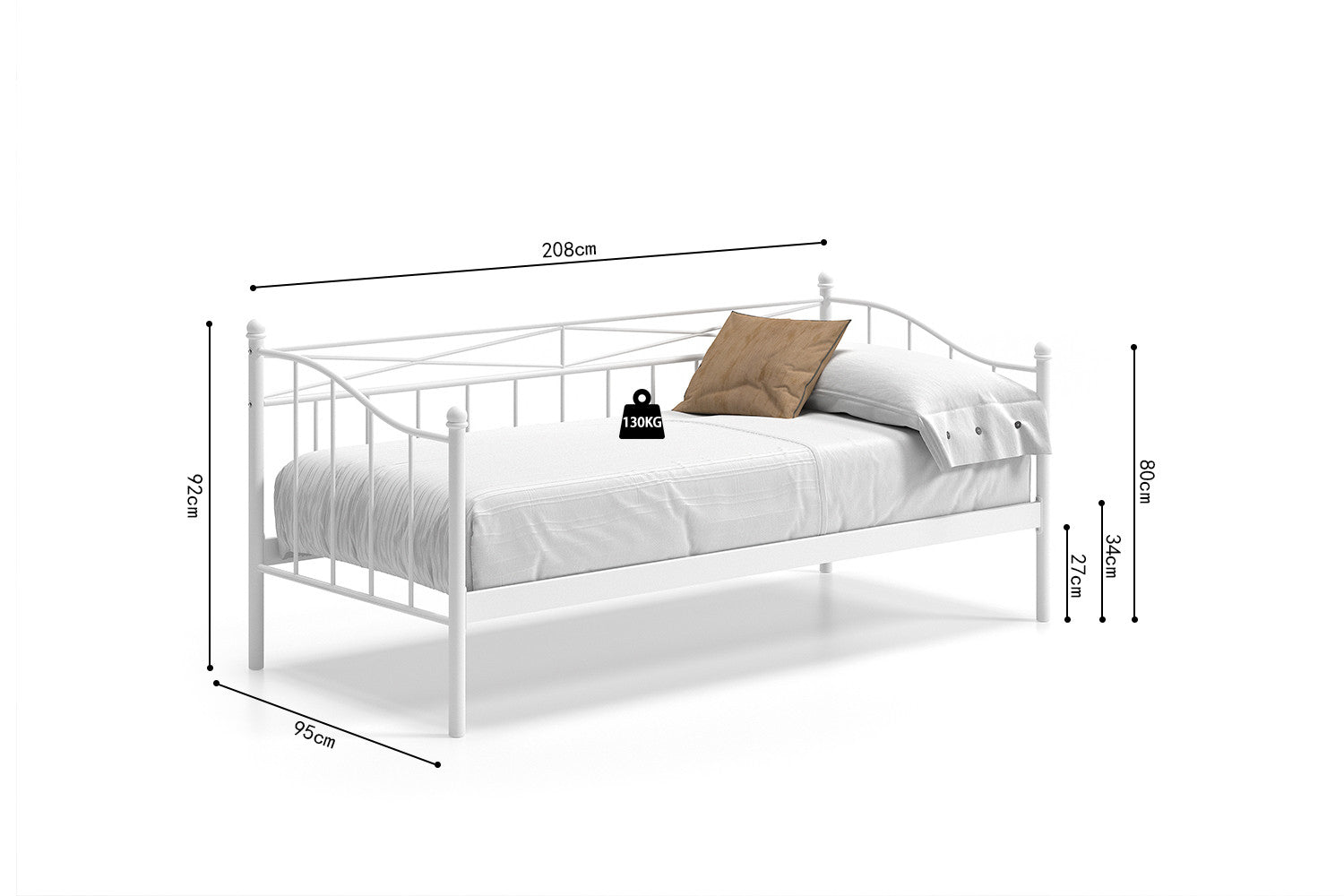 Bed 'Sablo' 90x200 with slatted base White