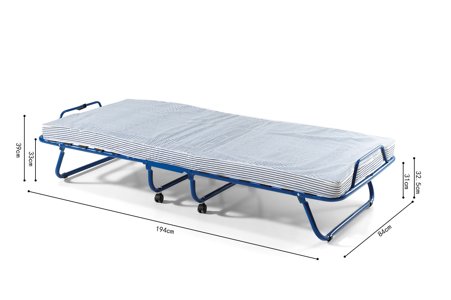Folding bed 'Safari' 80x190 cm Metal Blue