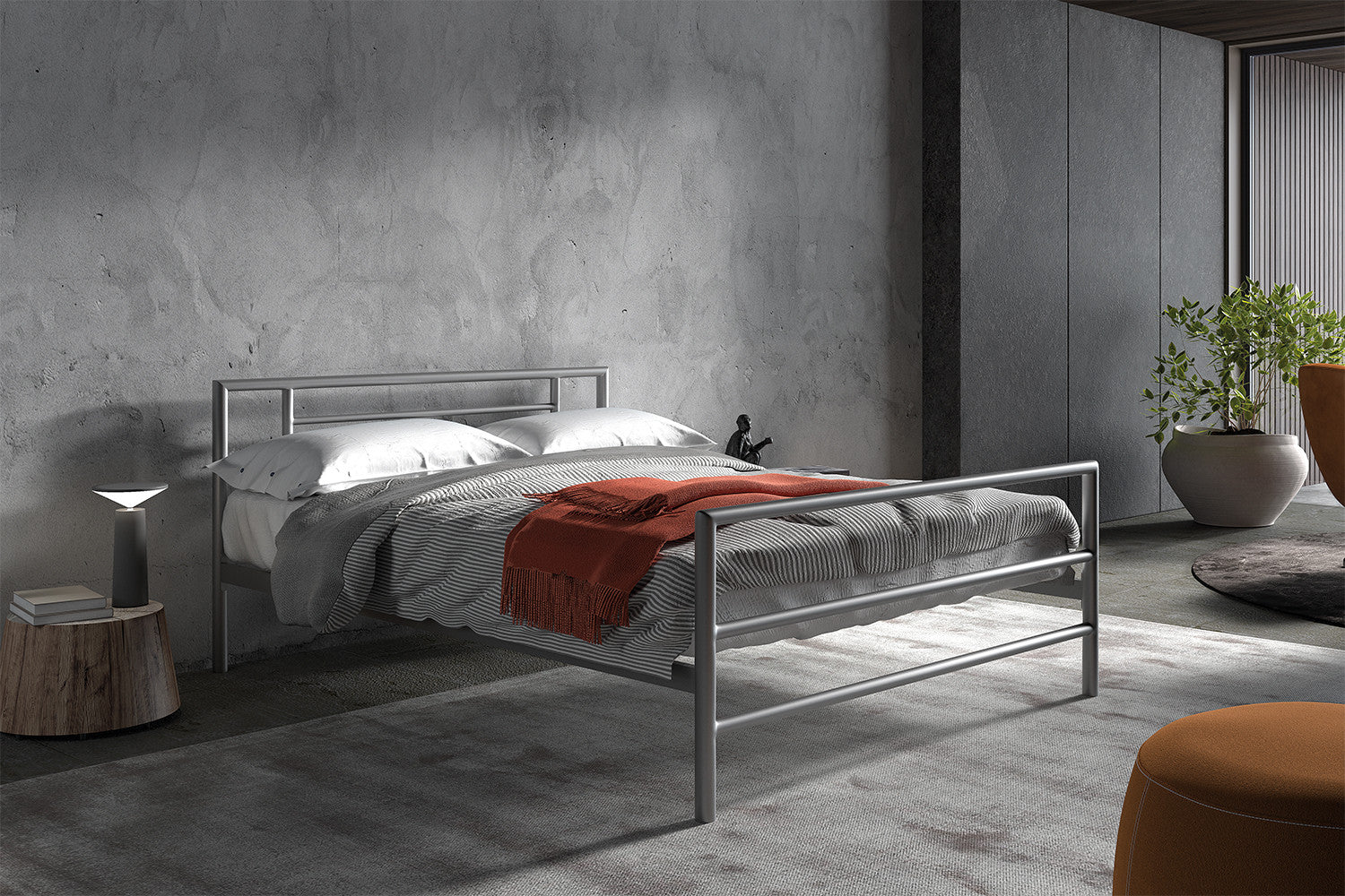 Bed 'Sandro' 140x200 met lattenbodem Grijs