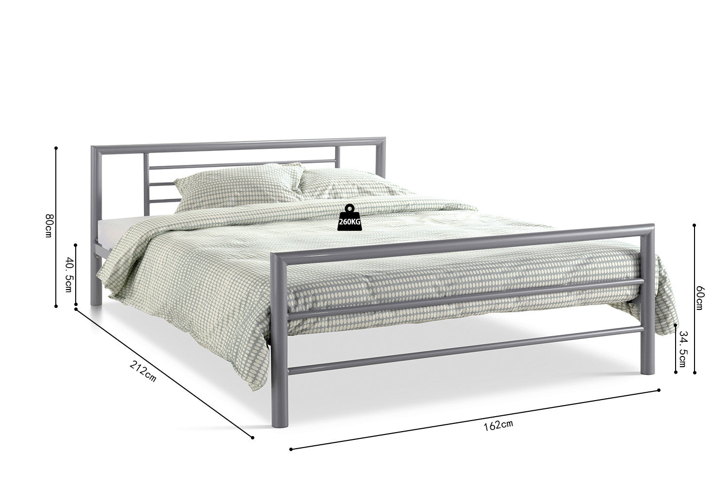 Bed 'Sandro' 160x200 with slatted base Gray