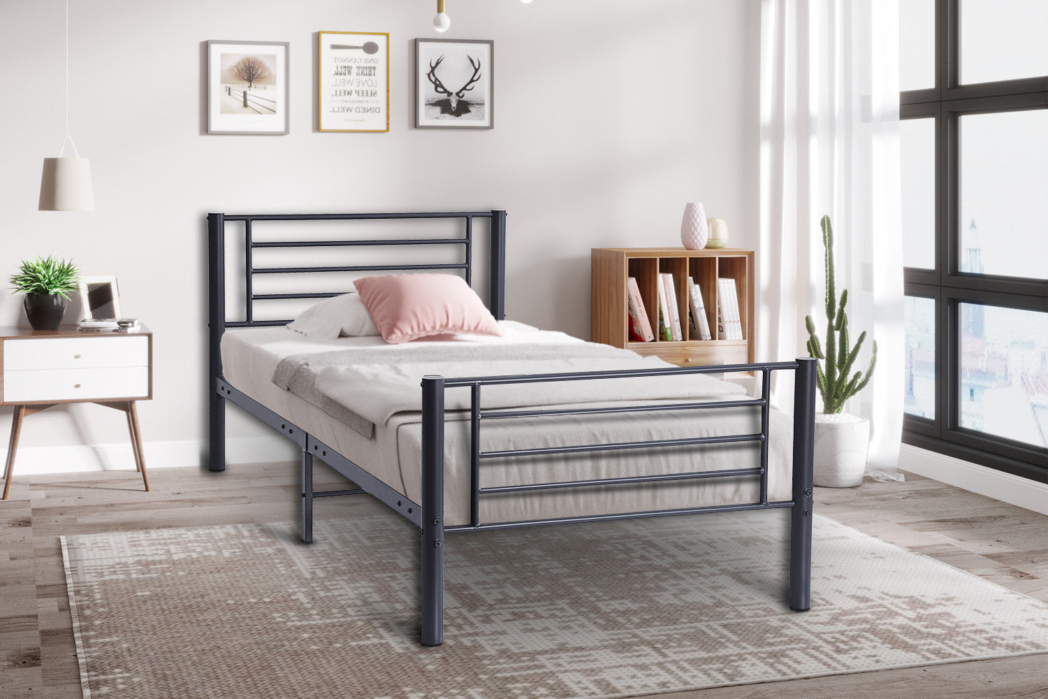 Bed 'Sammy' 90x200 Metaal Donkergrijs