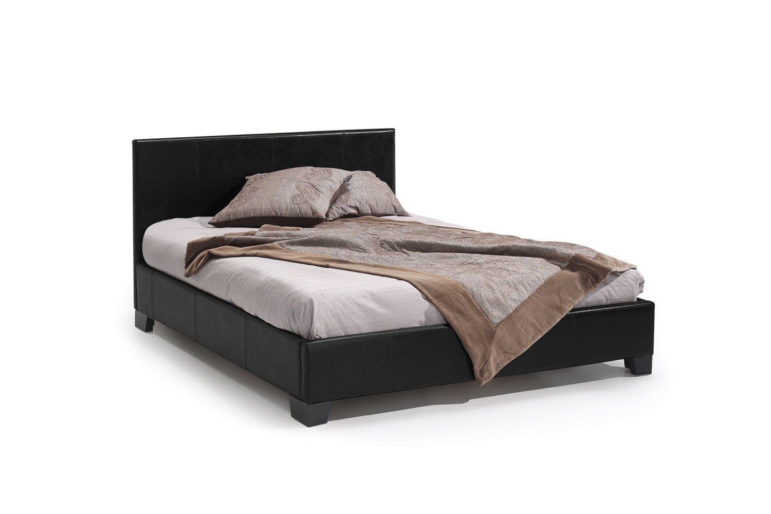 Bed 'Roma' 140x200 with slatted base PU Black