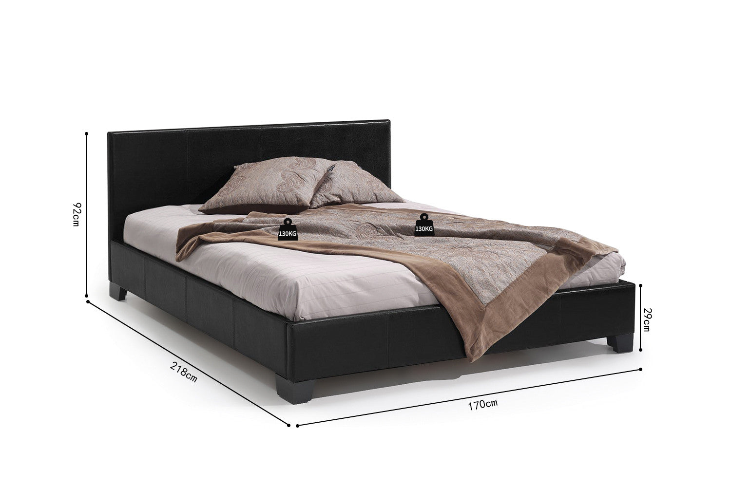 Bed 'Roma' 160x200 with slatted base PU Black