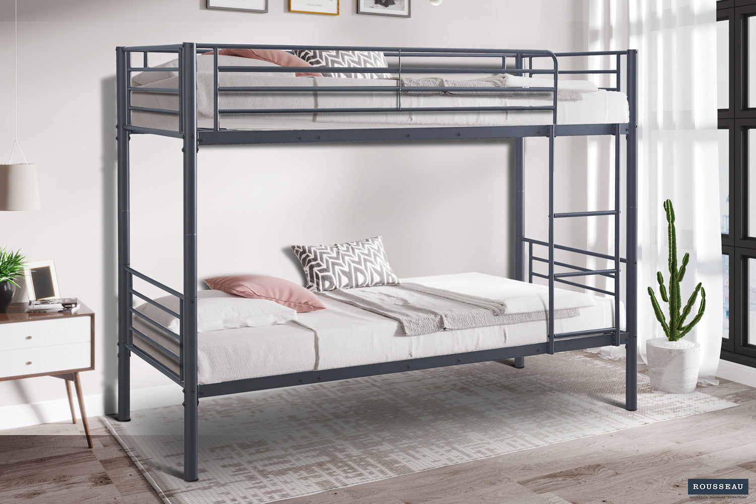 Stapelbed 'Sammy' 90x200 Splitsbaar Metaal Donkergrijs