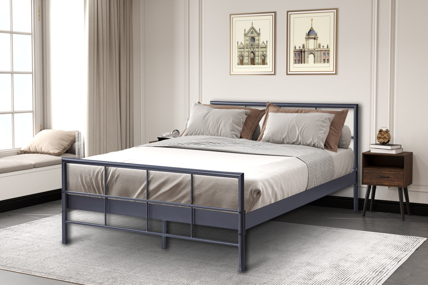 SALE - Bed 'Davy' 140x200 Metaal Donkergrijs