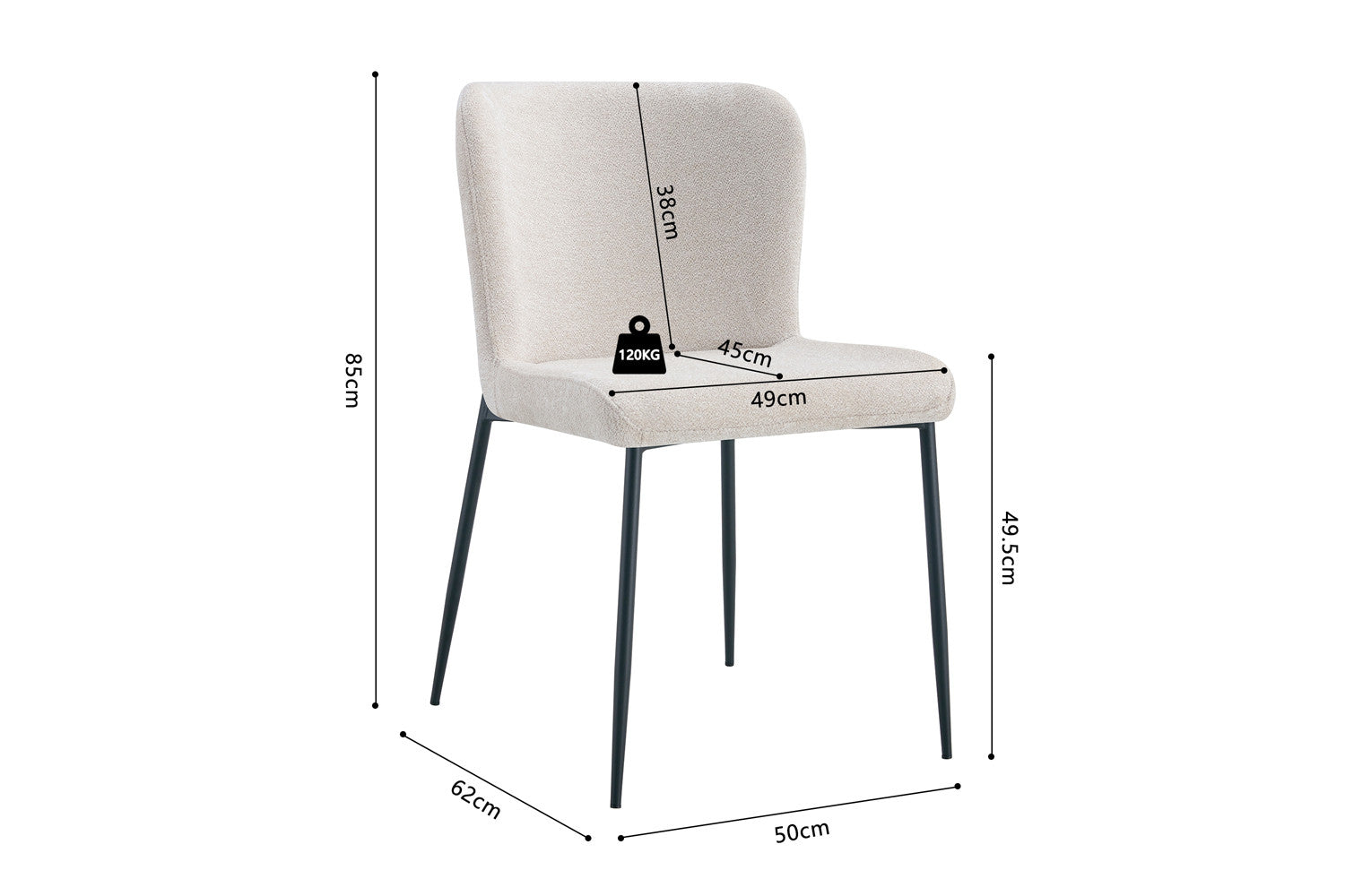 Chair 'Lisa' Fabric Fabb Raven 24 Beige