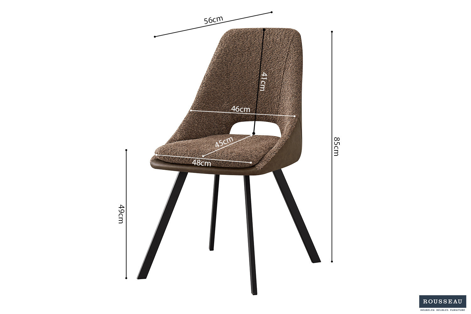 Chair 'Filou' Bouclé Sand Back PU Brown
