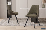 Chair 'Filou' Bouclé Green Back PU Dark Green