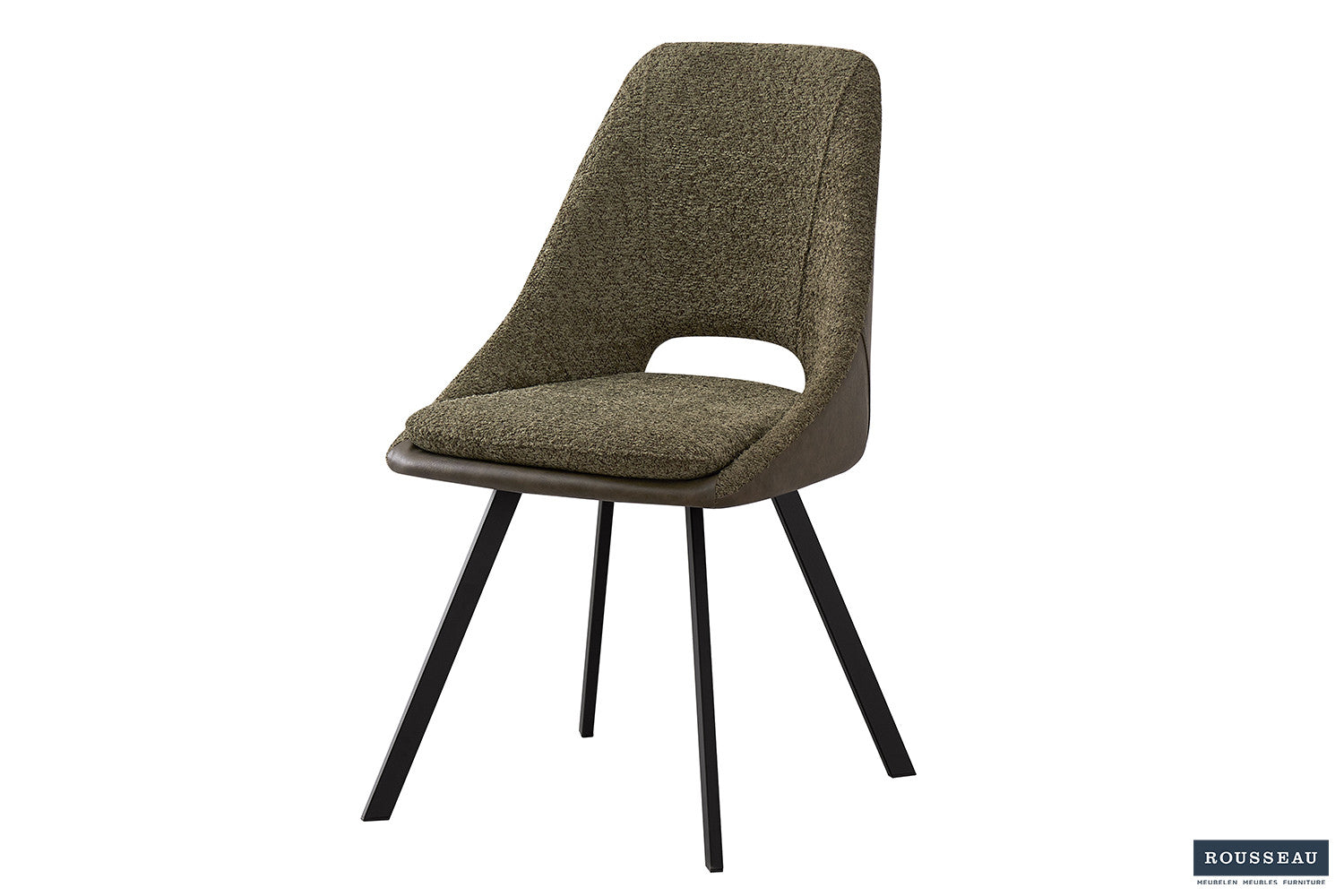 Chair 'Filou' Bouclé Green Back PU Dark Green