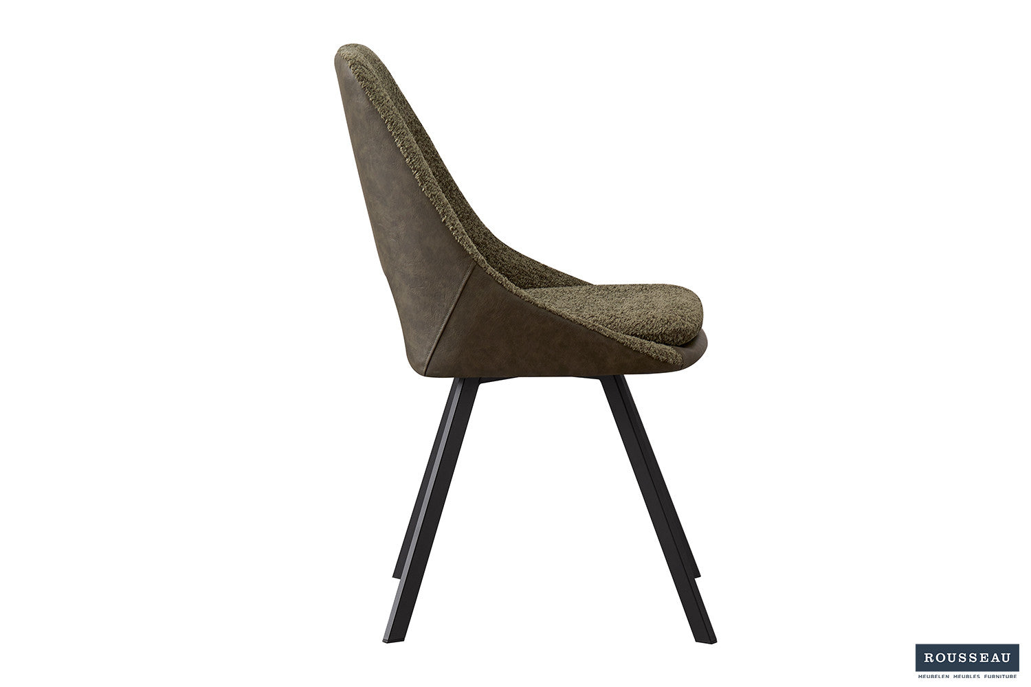 Chair 'Filou' Bouclé Green Back PU Dark Green