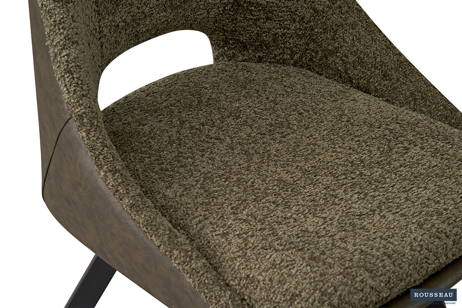Chair 'Filou' Bouclé Green Back PU Dark Green
