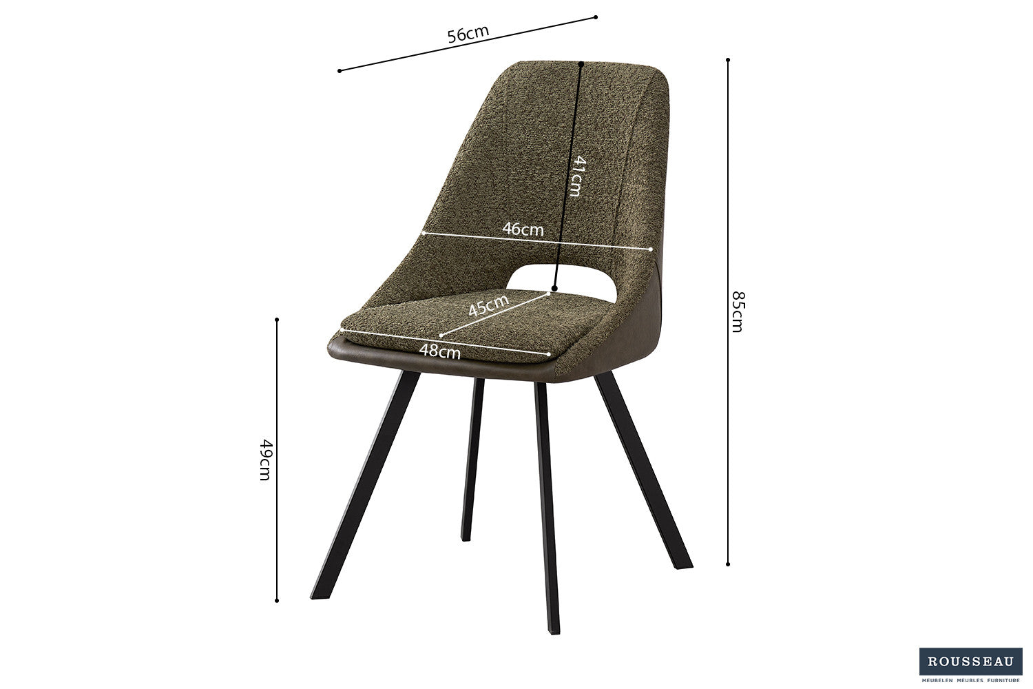 Chair 'Filou' Bouclé Green Back PU Dark Green