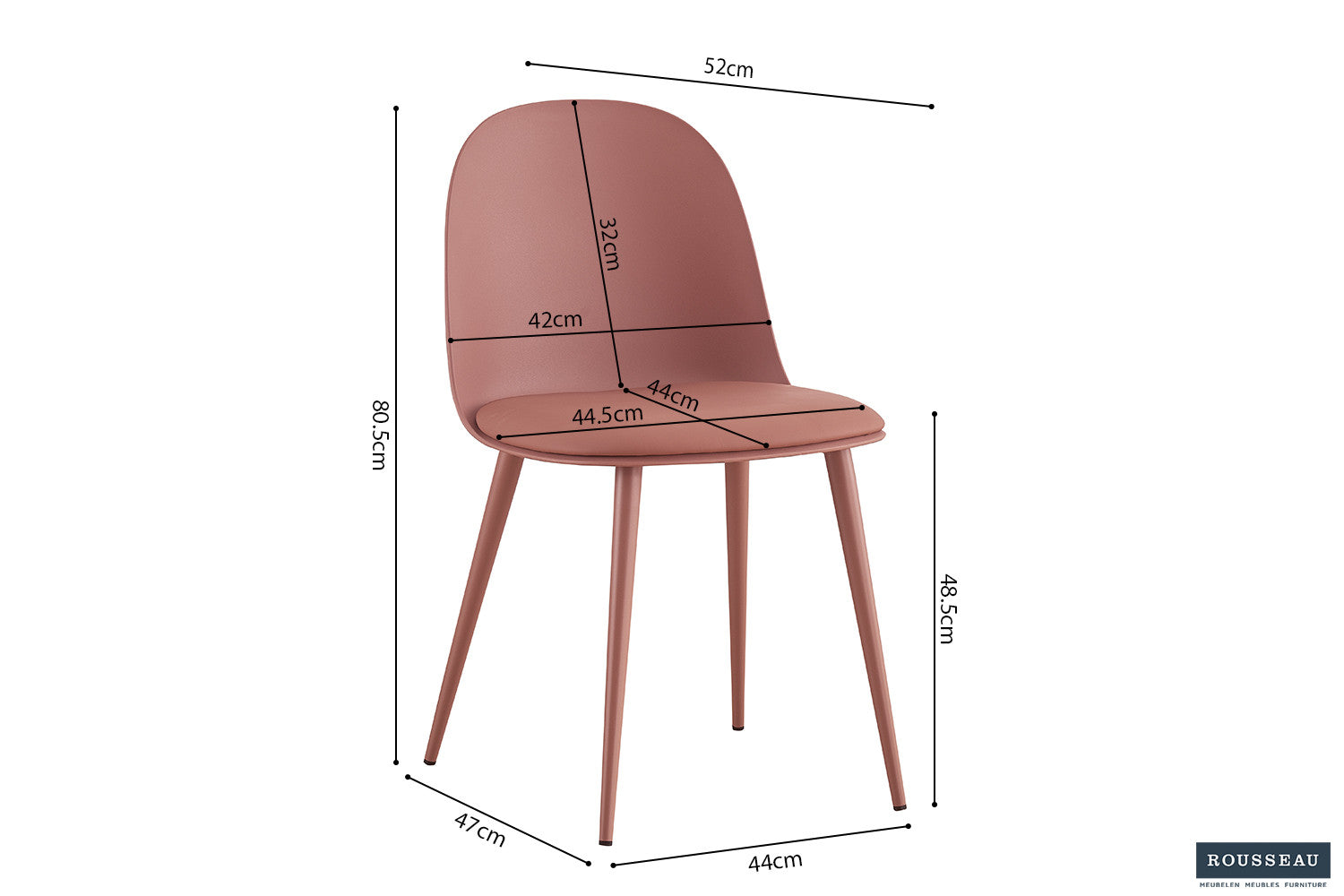Chair 'Jasmin' Seat PP cushion PU Terracotta