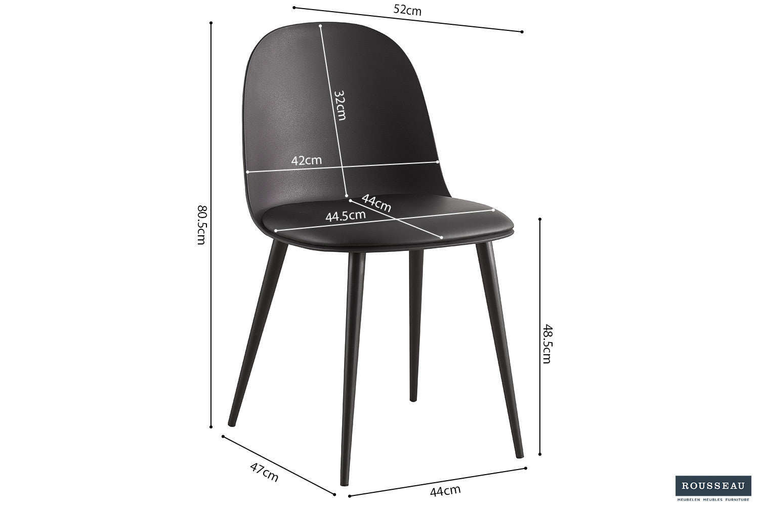 Chair 'Jasmin' Seat PP cushion PU Black