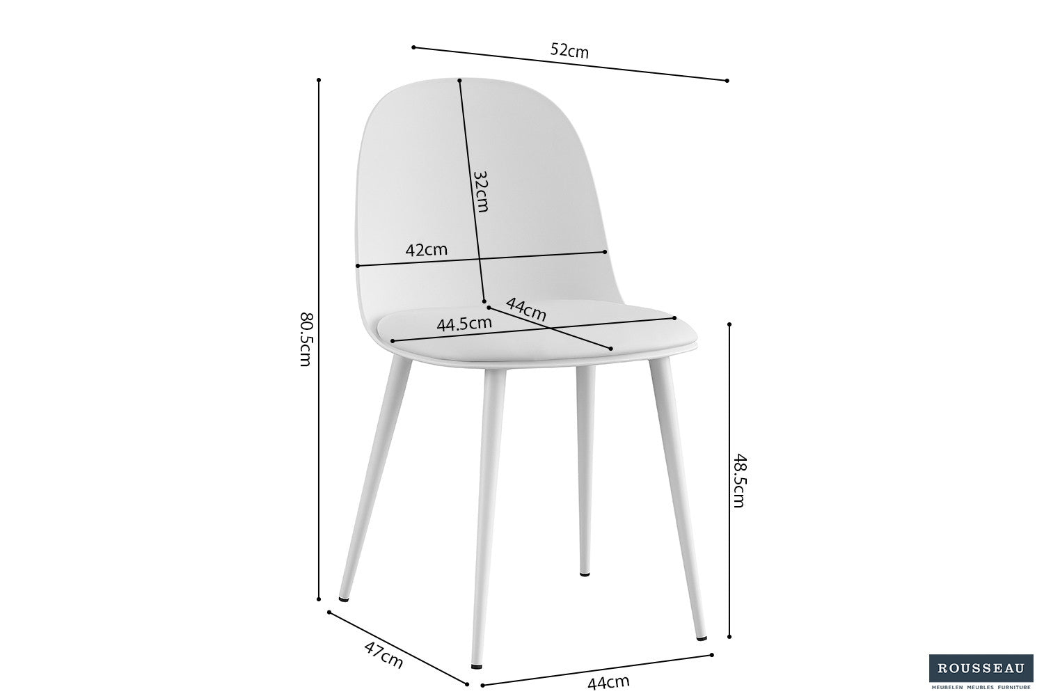 Chair 'Jasmin' Seat PP cushion PU White