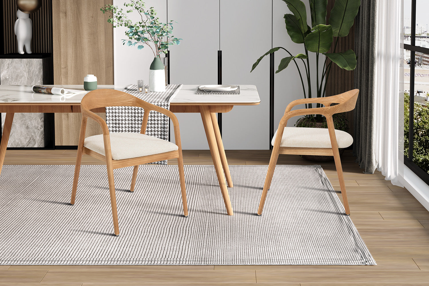 NEW - Chair 'Claire' Ash Wood Natural Fabric Ote Milan 103 Beige