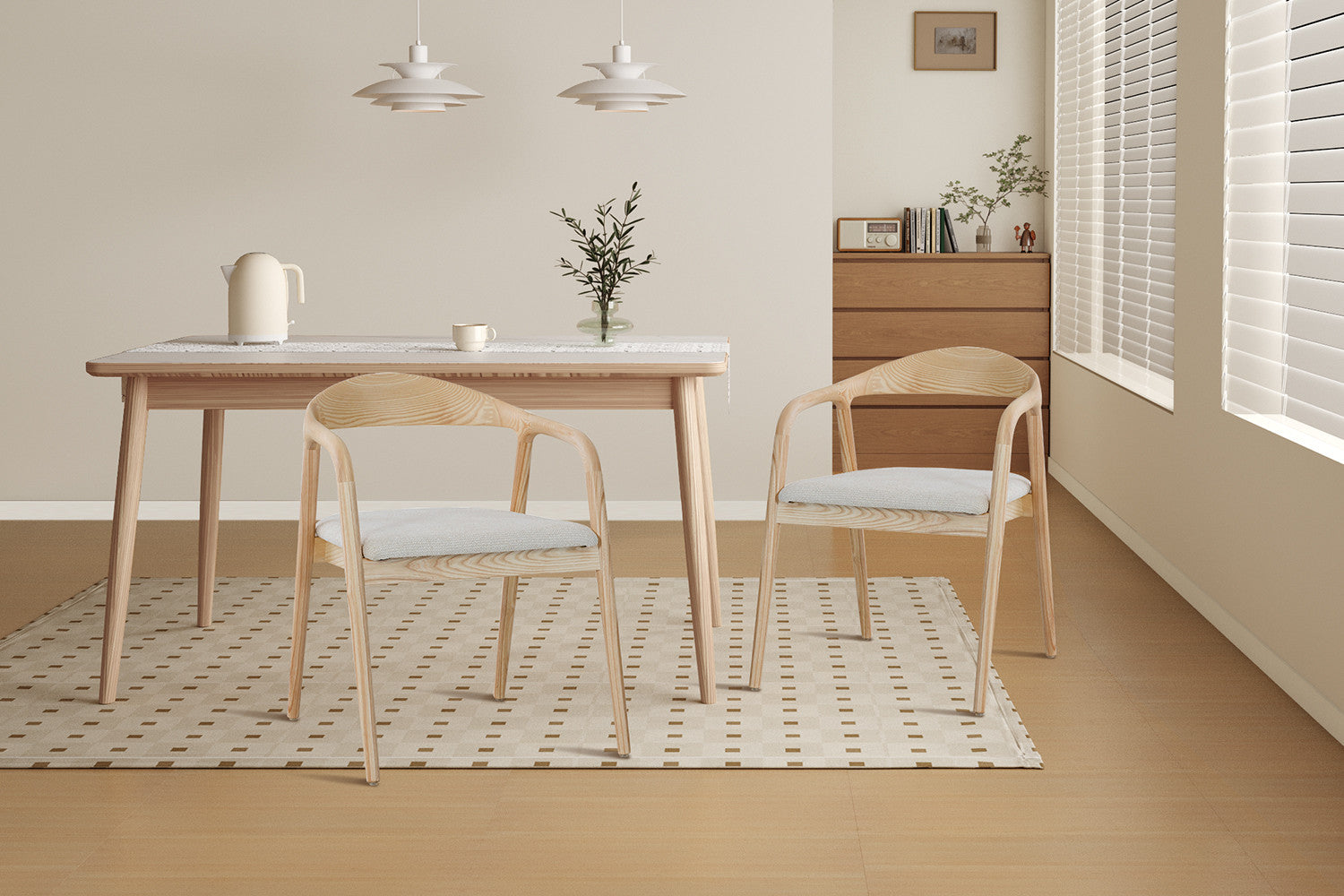 NEW - Chair 'Claire' Ash Wood Natural Fabric Ote Milan 103 Beige