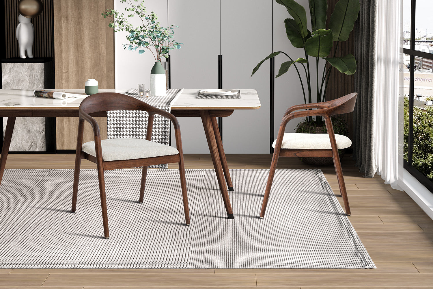 NEW - Chair 'Claire' Ash Wood Walnut Fabric Ote Milan 103 Beige