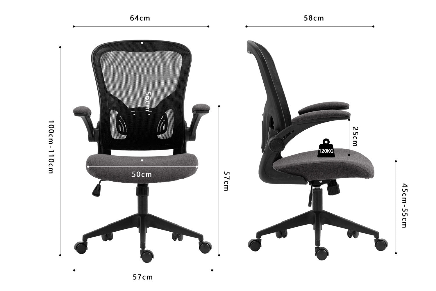 Office chair 'Marcos' Mesh Black/Gray
