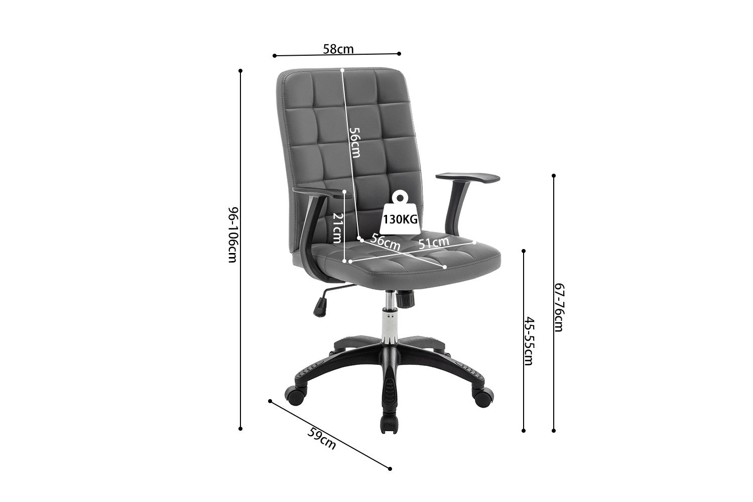 Office chair 'Luka' Gray PU
