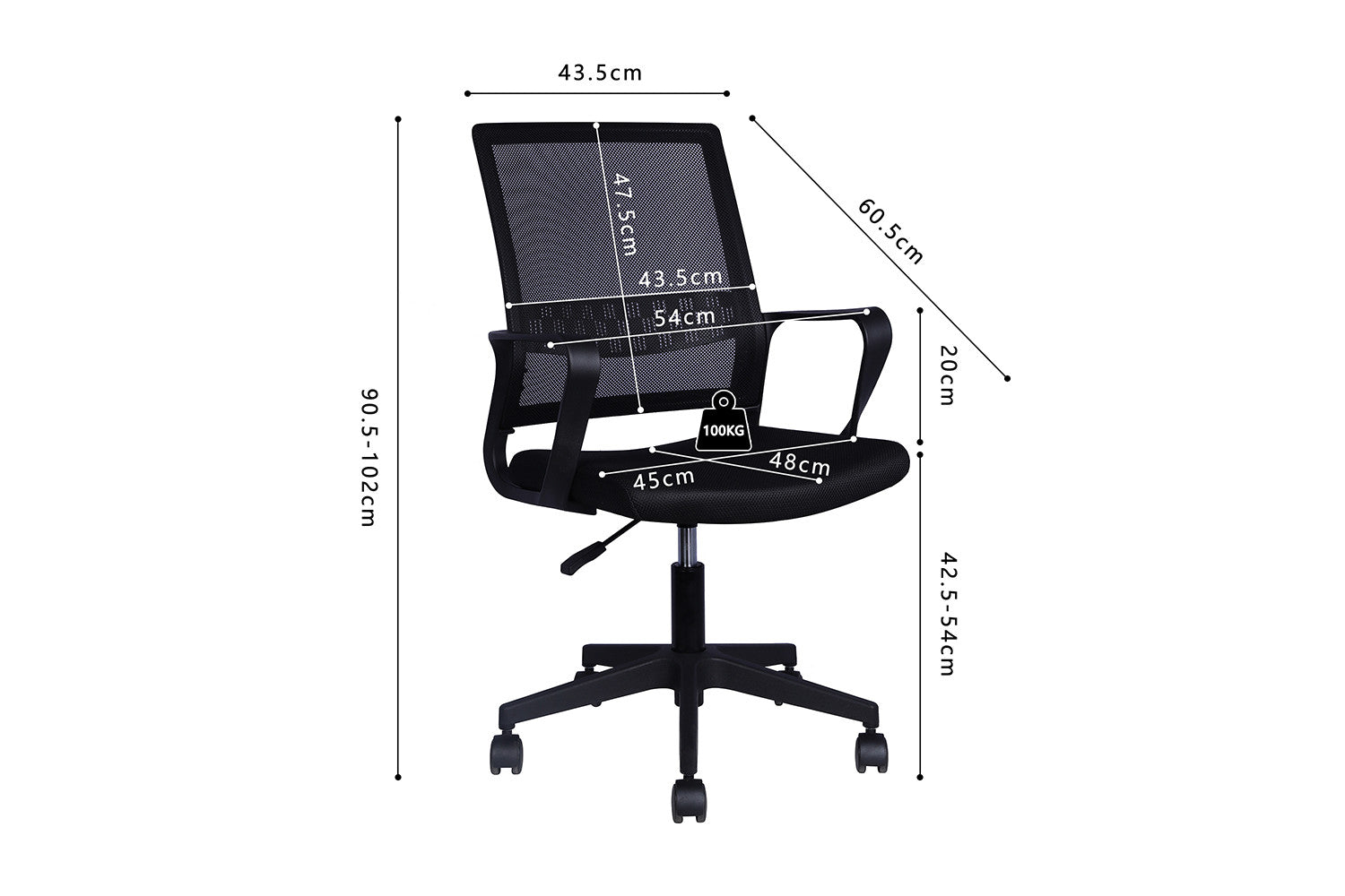Office chair 'Dylan' Mesh Black