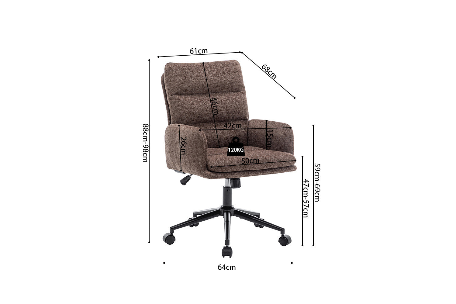 Office chair 'Aimé' Fabric Fabb Raven 45 Brown