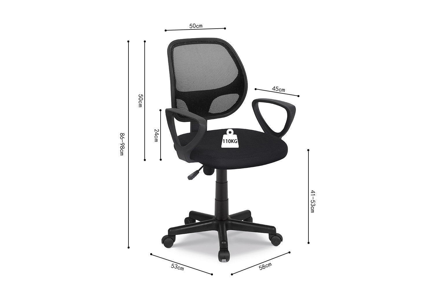 Office chair 'Hippa' Mesh Black